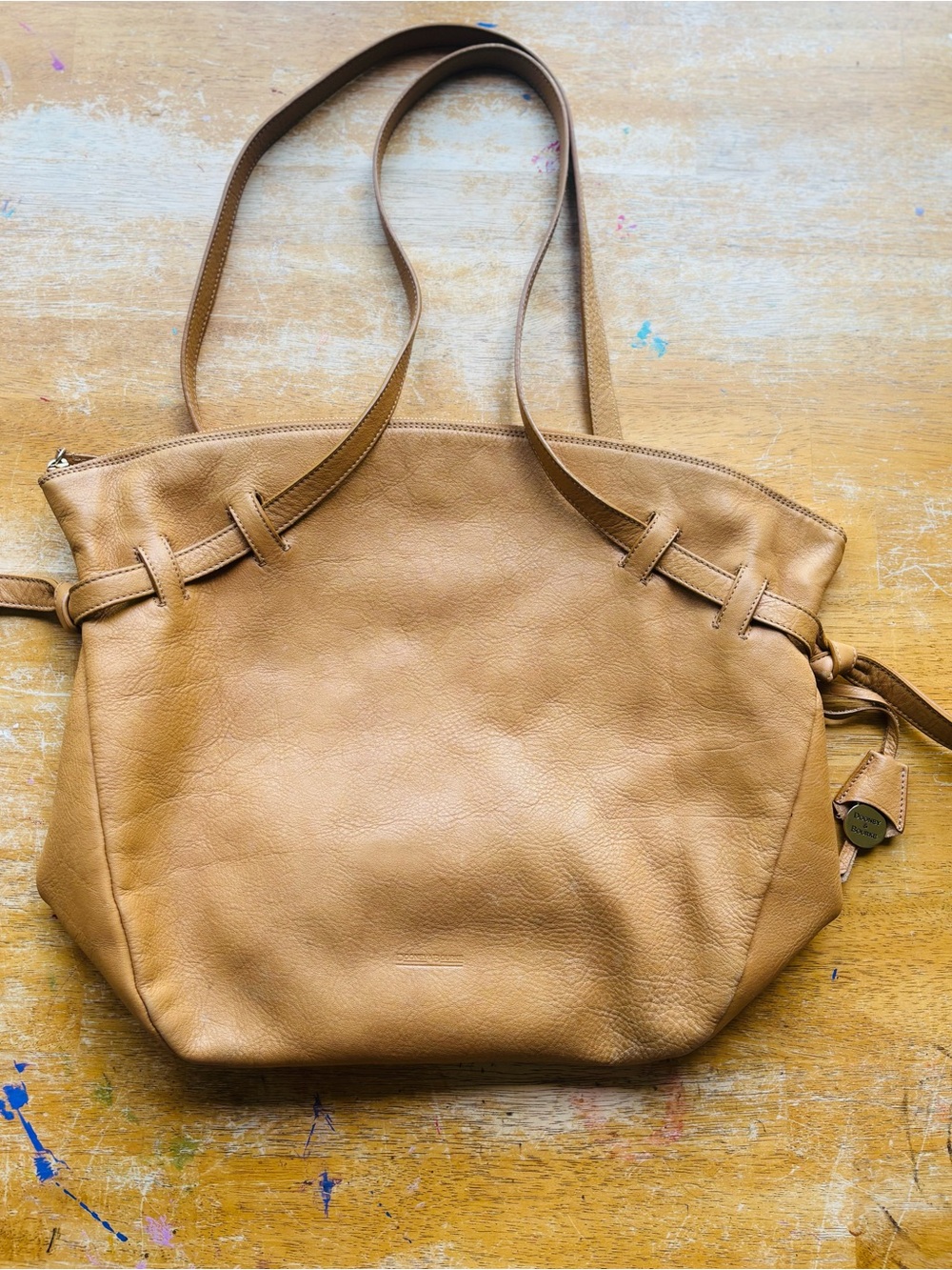 Dooney & Bourke made in Italy Tan Leather Tote - Soft Pebble Grain slouchy Bag - Picture 12 of 16